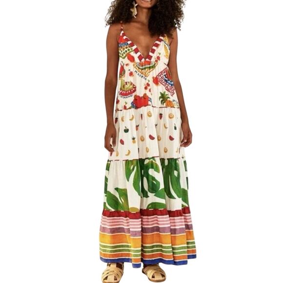 FARM Rio Dresses & Skirts - FARM RIO Mixed Picnic Maxi Dress Size XL New with Tag Sold out online